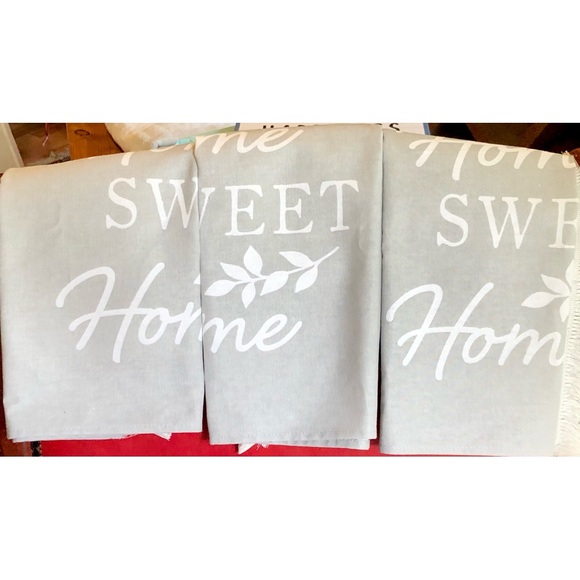 Home Sweet Home Words w/ Branch Gray White Cotton Placemats Set of 3 Minimalist - Picture 2 of 2